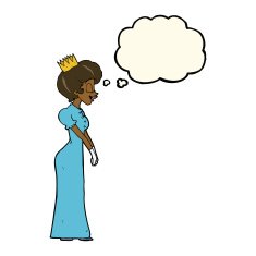cartoon princess with thought bubble N23
