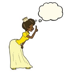 cartoon princess with thought bubble N25