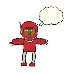 cartoon astronaut with thought bubble N70