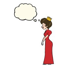 cartoon princess with thought bubble N26