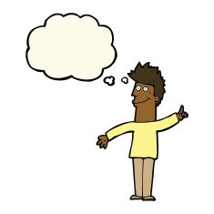 cartoon man with idea thought bubble N68