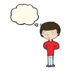 cartoon worried man with thought bubble N61