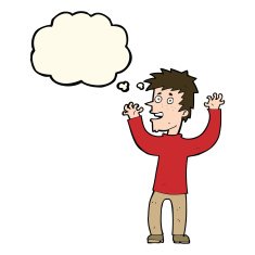 cartoon excited man with thought bubble N45