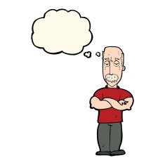 cartoon angry man with mustache thought bubble N7