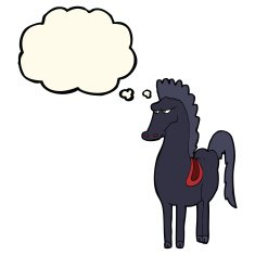 cartoon horse with thought bubble N18