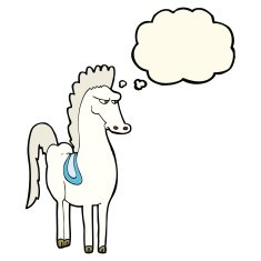 cartoon horse with thought bubble N19