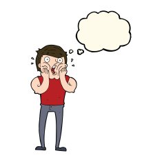 cartoon gasping man with thought bubble N6