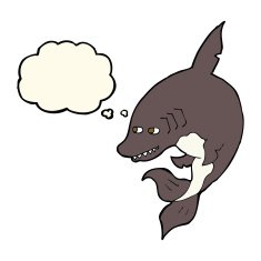 funny cartoon shark with thought bubble N21