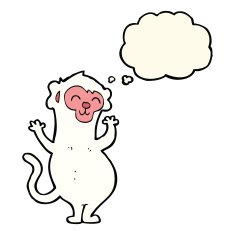 cartoon monkey with thought bubble N18
