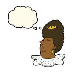 cartoon queen's head with thought bubble N7