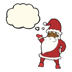 cartoon santa claus with thought bubble N118