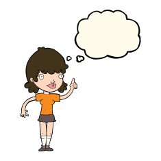 cartoon woman with idea thought bubble N164