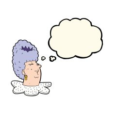 cartoon queen's head with thought bubble N8