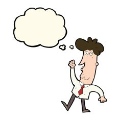 cartoon office man with thought bubble N8