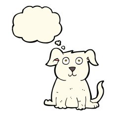 cartoon happy dog with thought bubble N55