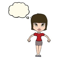 cartoon pretty woman with thought bubble N177