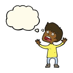 cartoon stressed boy with thought bubble N6