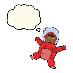 cartoon astronaut with thought bubble N74