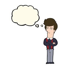 cartoon bored man with thought bubble N23