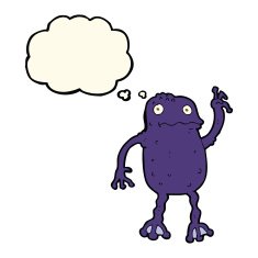 cartoon poisonous frog with thought bubble N13