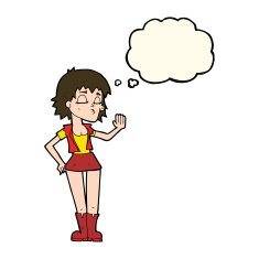 cartoon cool girl with thought bubble N18