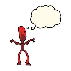 cartoon funny robot with thought bubble N51