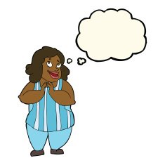cartoon happy cook with thought bubble N7