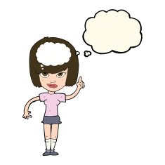 cartoon woman with idea thought bubble N172