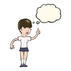 cartoon woman with idea thought bubble N173