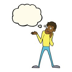 cartoon nervous man with thought bubble N96