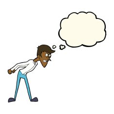 cartoon angry man with thought bubble N65