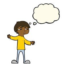 cartoon annoyed boy with thought bubble N27