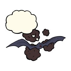 cartoon bat with thought bubble N12