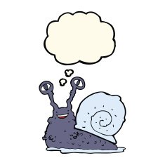 cartoon snail with thought bubble N19