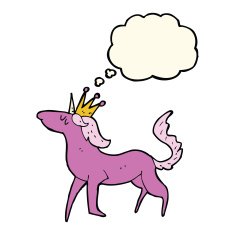 cartoon unicorn with thought bubble N27
