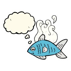 cartoon funny fish with thought bubble N10