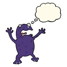cartoon poisonous frog with thought bubble N15