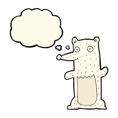 cartoon polar bear with thought bubble N38