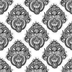 Black and white seamless pattern hand drawing background N3