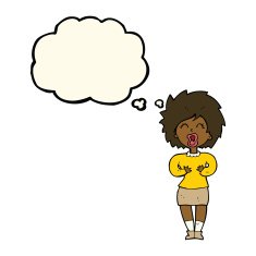 cartoon screaming woman with thought bubble N7