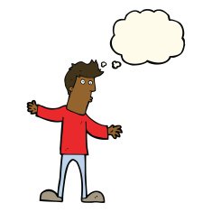 cartoon curious man with thought bubble N43