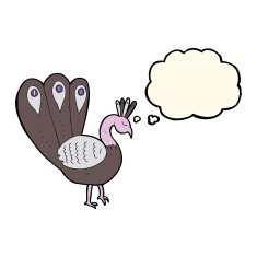 cartoon peacock with thought bubble N7