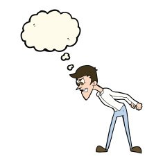 cartoon angry man with thought bubble N67