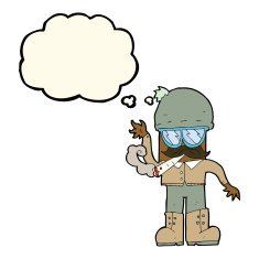 cartoon man smoking pot with thought bubble N7