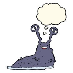 cartoon slug with thought bubble N8
