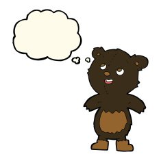 cartoon black bear with thought bubble N45