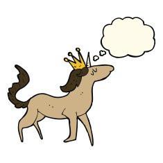 cartoon unicorn with thought bubble N28