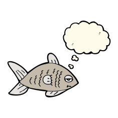 cartoon funny fish with thought bubble N12
