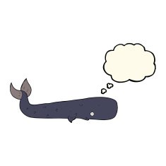 cartoon whale with thought bubble N23
