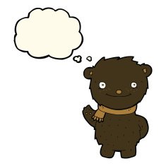 cartoon cute black bear with thought bubble N42